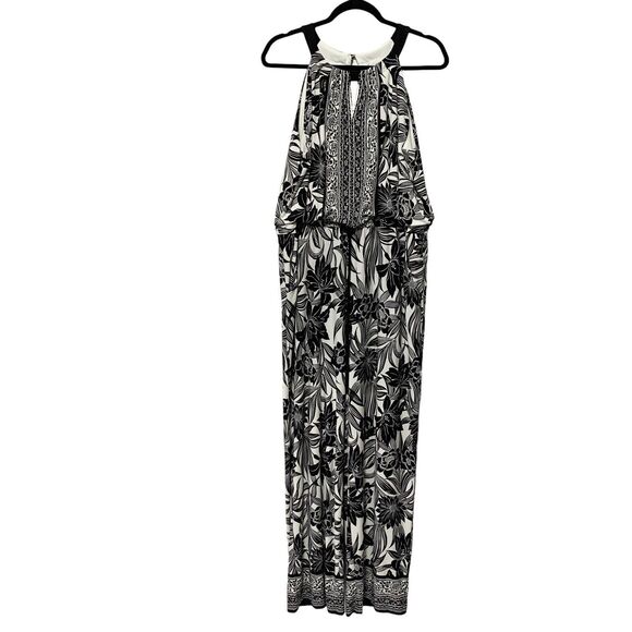 Chico's Pants - Chico’s Size 3 Marissa Jumpsuit Sleeveless Black White Graphic Floral Size XL 16